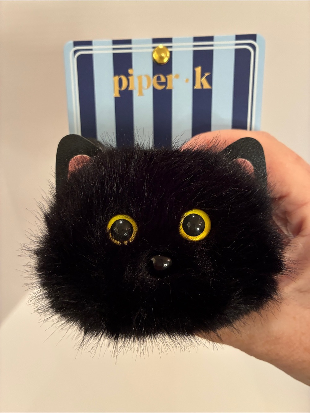Piper•k Black Fuzzy Cat Pom Pom Hair Accessory